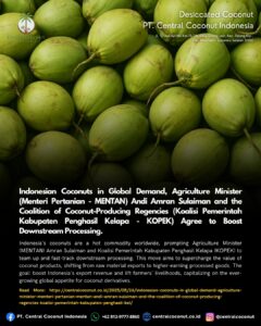 Indonesian Coconuts in Global Demand, Agriculture Minister (Menteri Pertanian – MENTAN) Andi Amran Sulaiman and the Coalition of Coconut-Producing Regencies (Koalisi Pemerintah Kabupaten Penghasil Kelapa – KOPEK) Agree to Boost Downstream Processing.